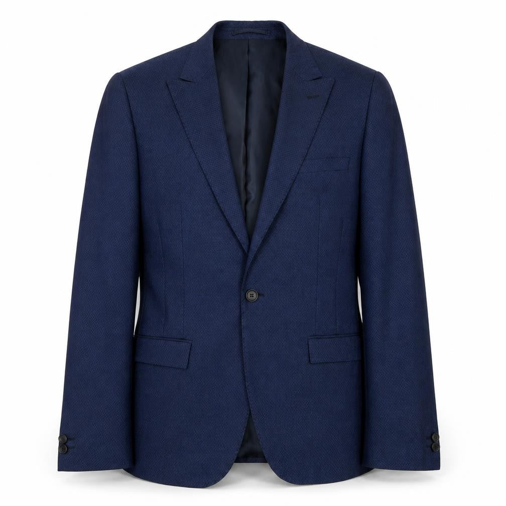 Mens 40 Chest Regular Moss London Blue Two-Button Blazer