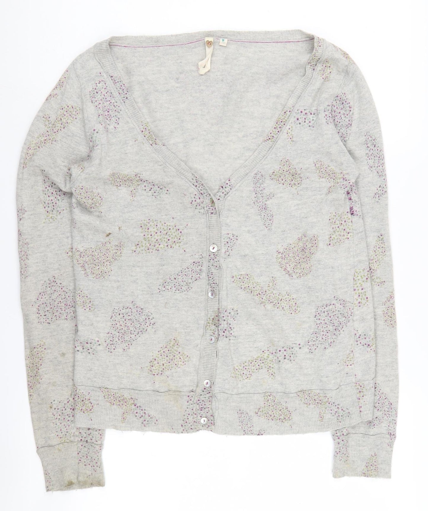 White Stuff Women's Grey Floral Cardigan Size 10