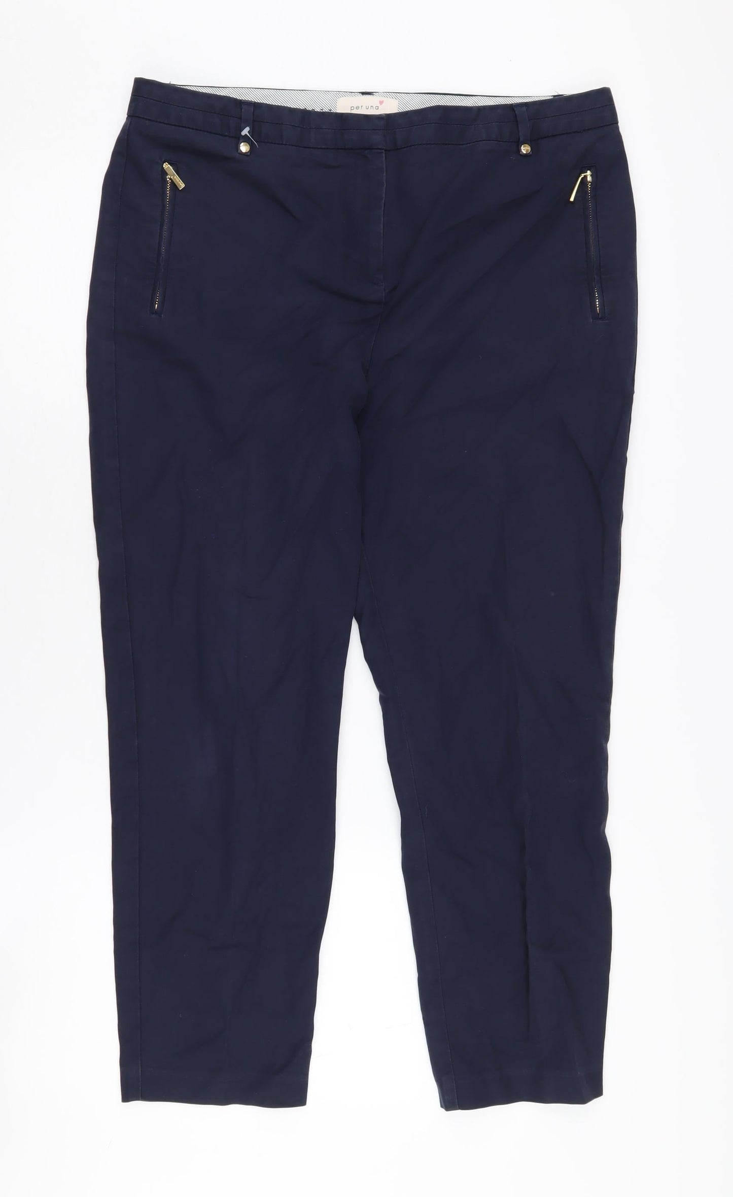 Marks and Spencer Women's Blue Regular Fit Trousers