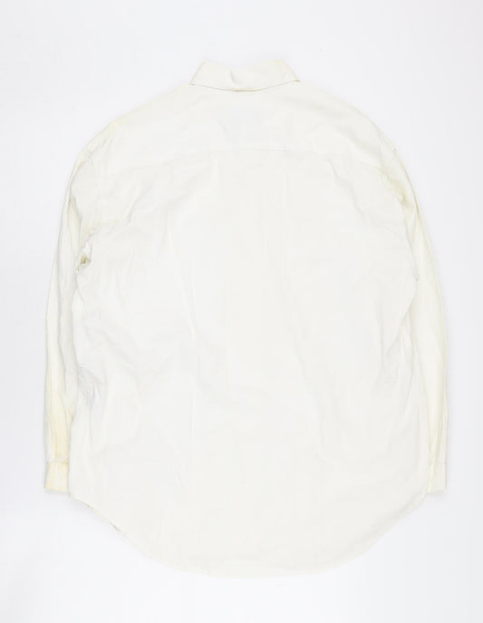 Armani Jeans Men's Ivory Button-Up Shirt Small