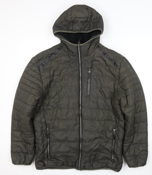 New Balance Men's Green Puffer Jacket M Full Zip