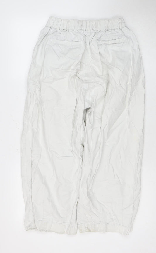 Oreta Women's White Cotton Trousers Size L