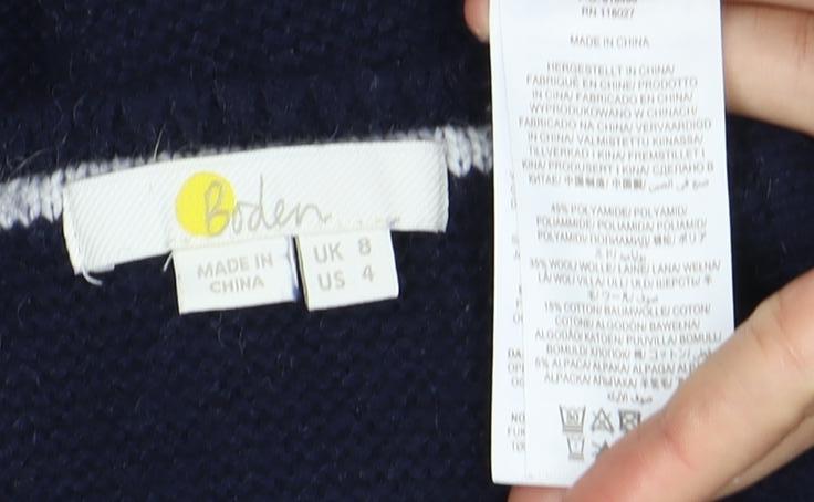 Boden Women's Blue Wool Pullover Jumper, Size 8