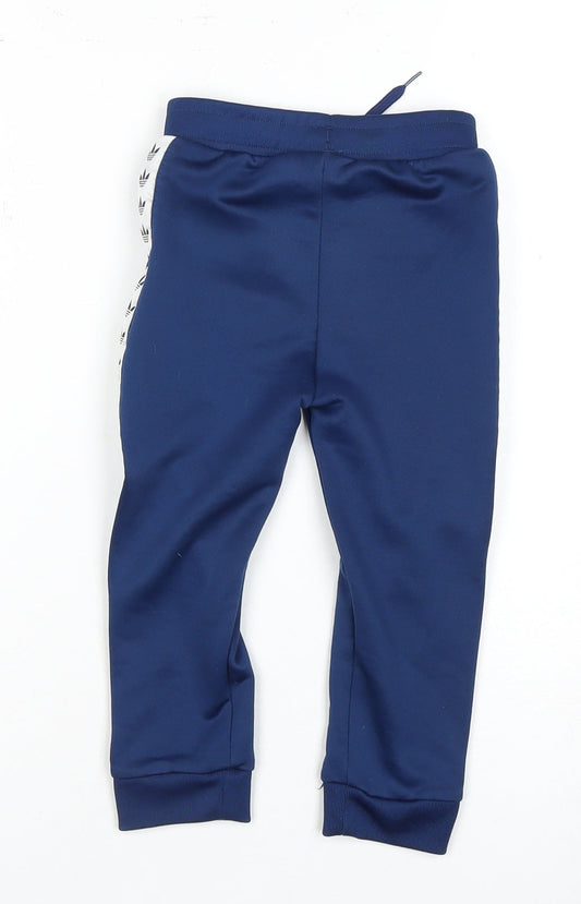 Adidas Boys Blue Track Pants 3 Years Regular Fit
