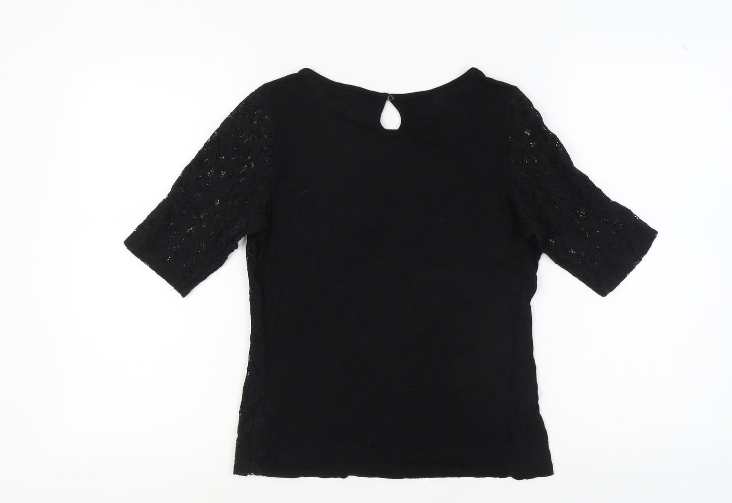 Dorothy Perkins Black Lace Blouse UK 12 Women's Casual