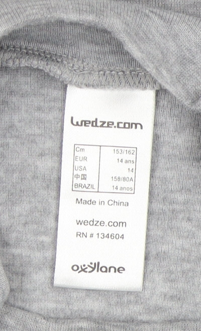 Teenss UK Size 14 Wedze Grey Polyester T-Shirt