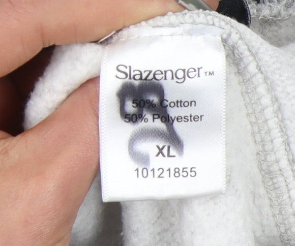 Slazenger Men's Grey XL Sweatpants with Logo and Pockets