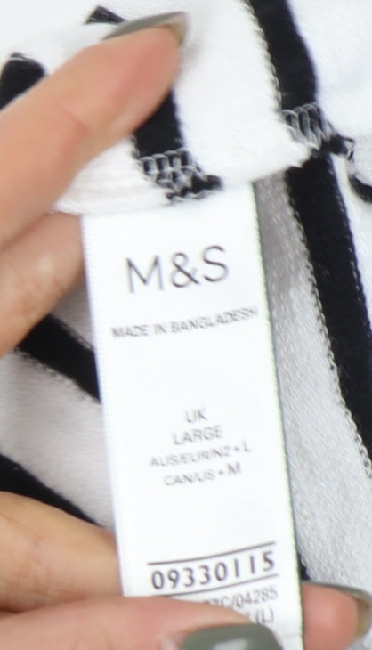 Marks and Spencer Women's White Striped Pullover Jumper, L
