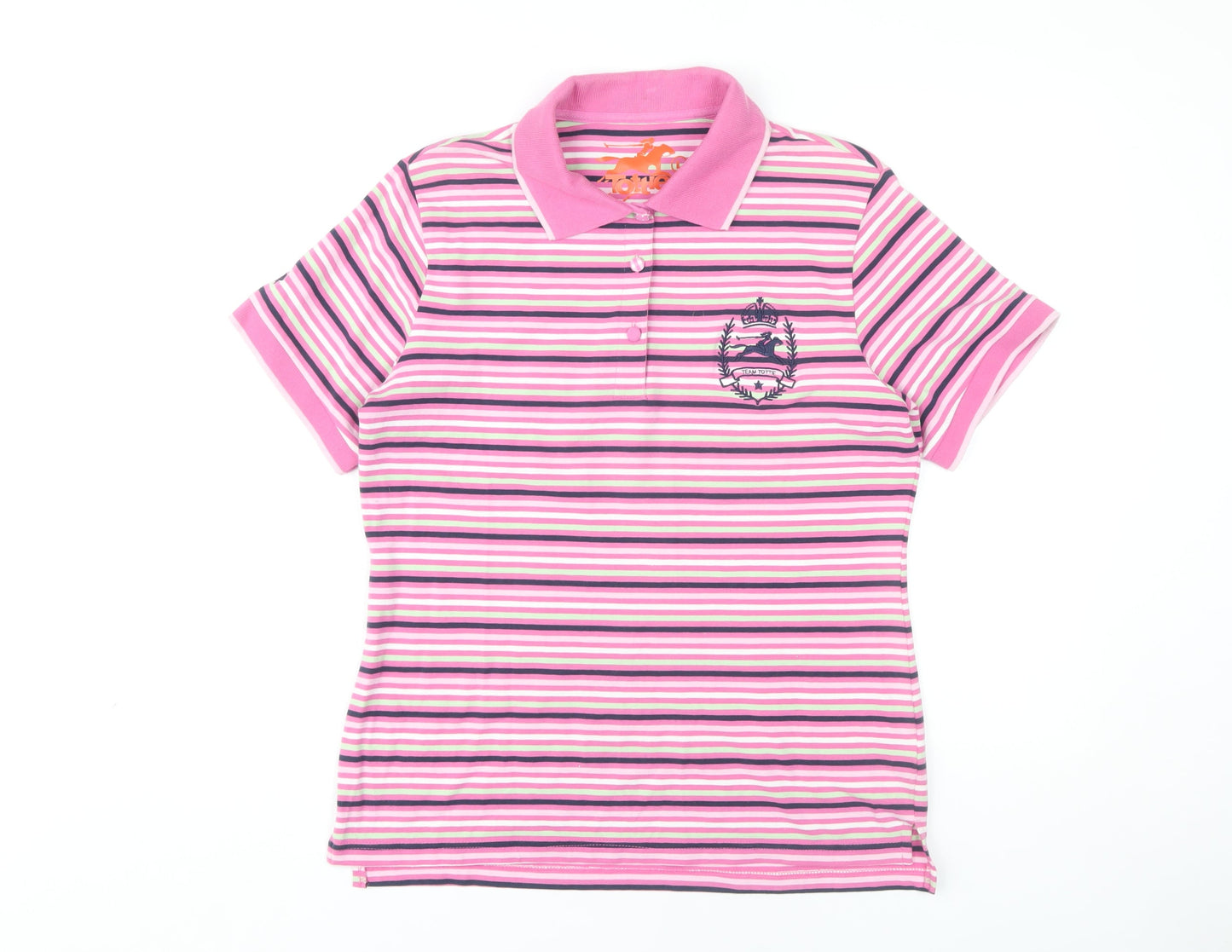 Tottie Women's Pink Striped Polo Shirt L