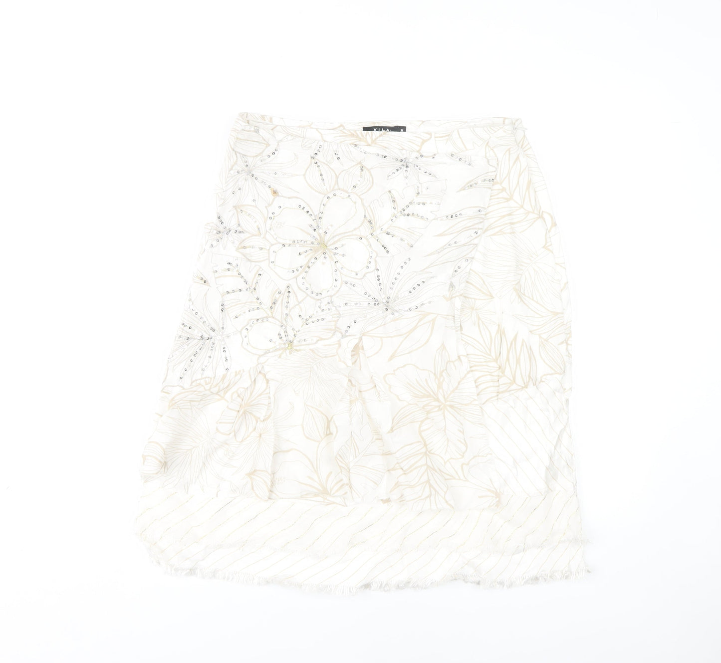 Vila Ivory Floral Women's Skirt Medium