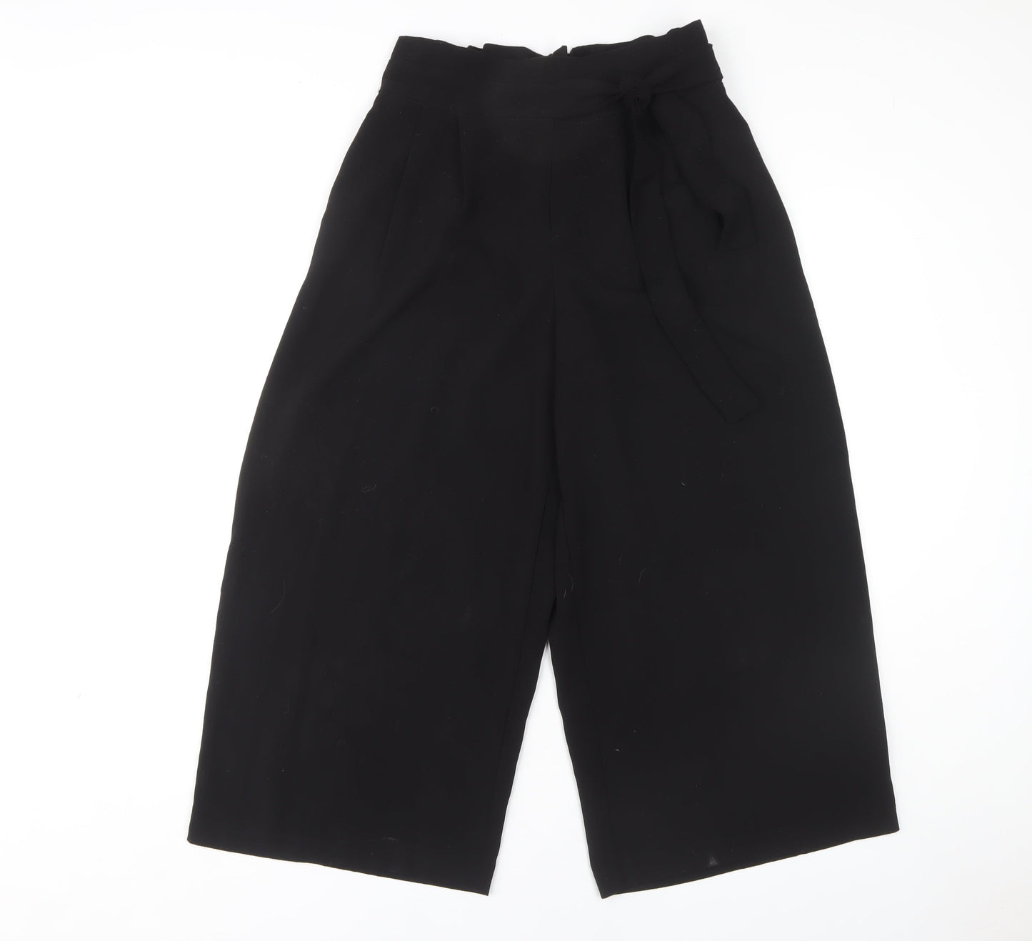 Zara Women Black Trousers, Size M, Polyester Blend