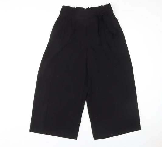 Zara Women Black Trousers, Size M, Polyester Blend