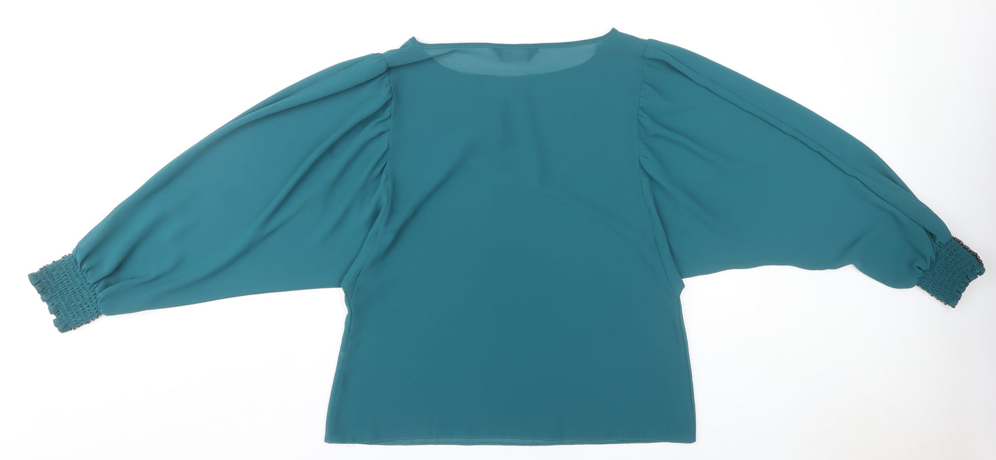 Dorothy Perkins Womens Green Beaded Blouse Size 14