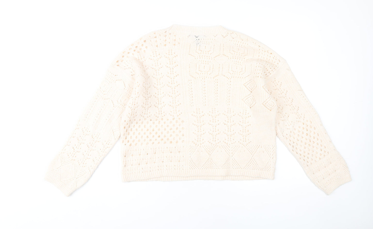 New Look Women's Beige M Open-Knit Pullover Jumper