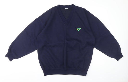 Whytes Men's Blue V-Neck Logo Sweatshirt M