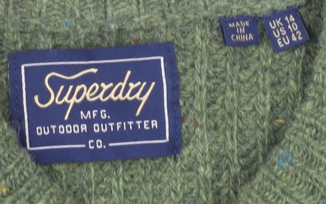 Superdry Women's Green Wool Pullover Jumper Size 14