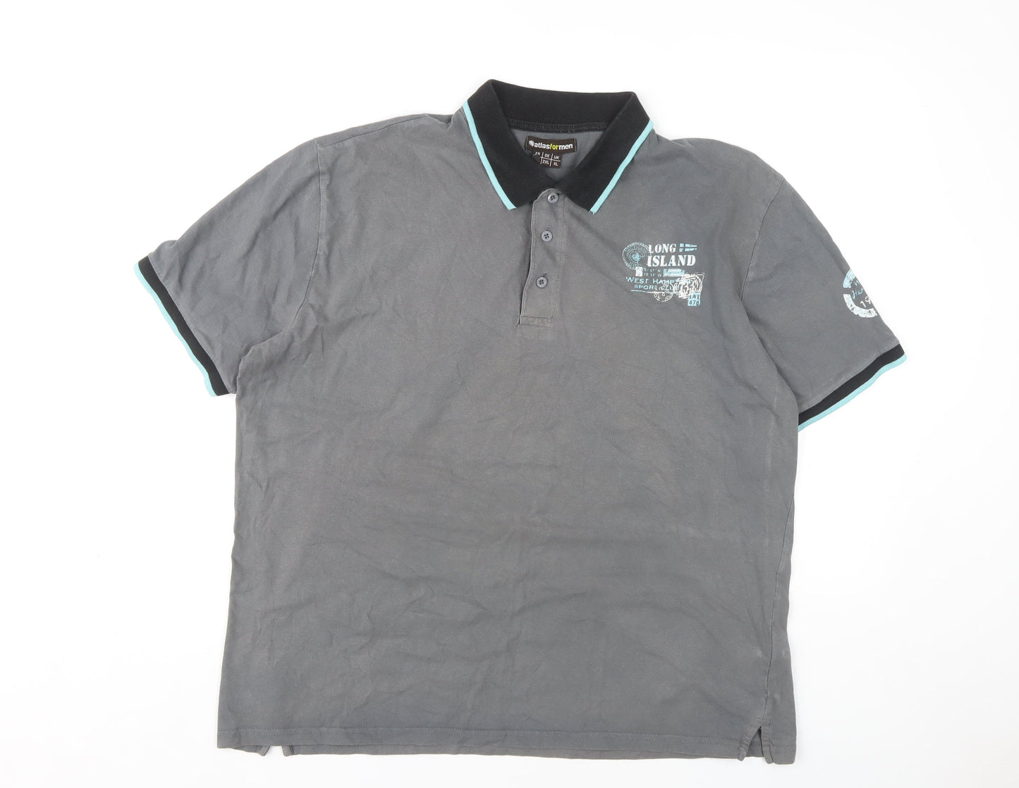 Atlas for Men Grey Polo Shirt XL Short Sleeve