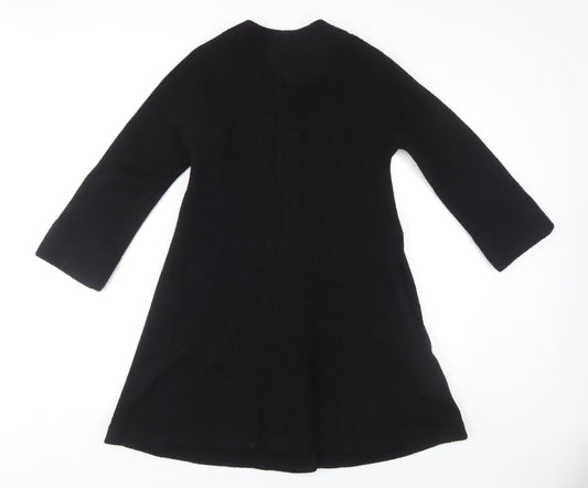 DKNY Women's Black Wool Long Coat - Size Petites