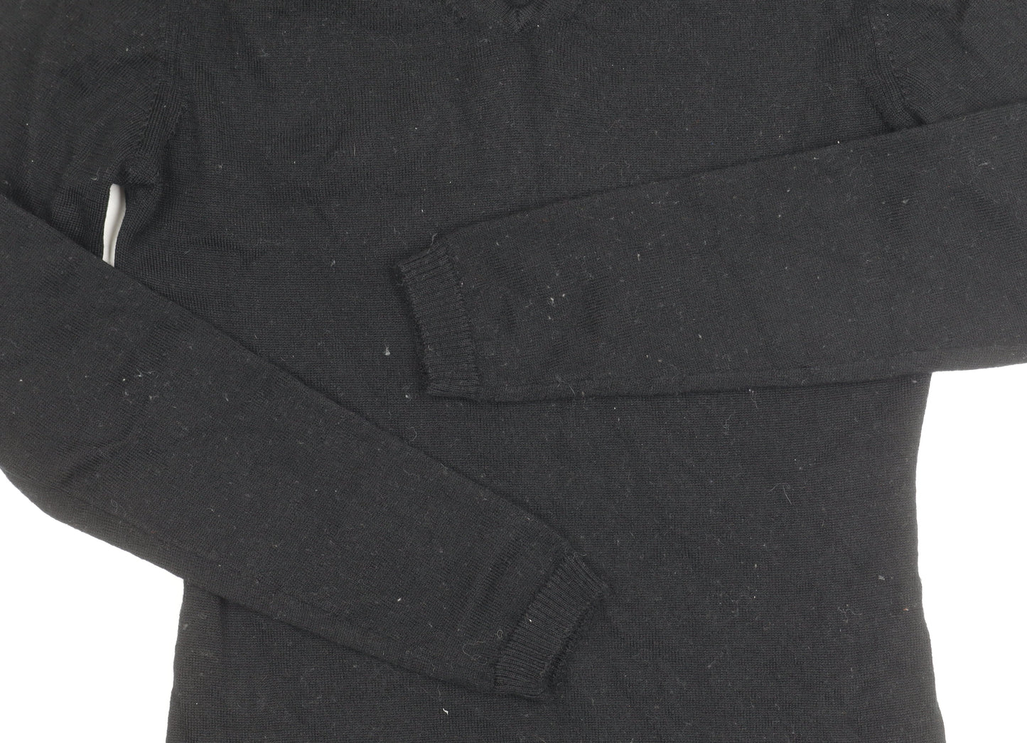 Deane & White Women's Black V-Neck Wool Jumper S