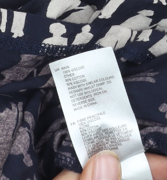 White Stuff Women's Blue Print Top Size 16