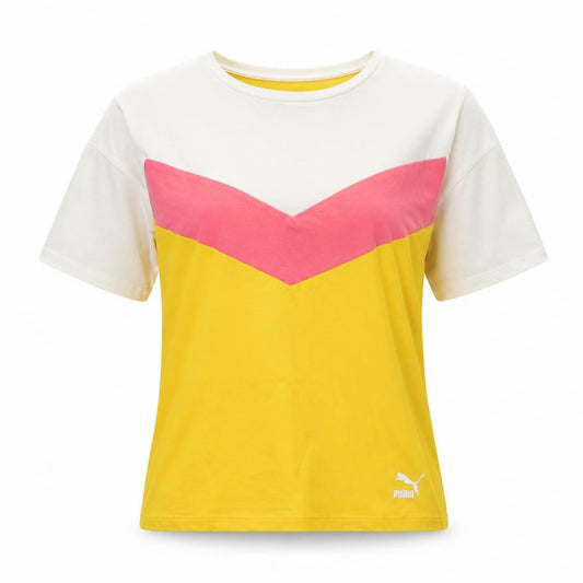 Puma Unisex Colourblock T-Shirt Yellow M