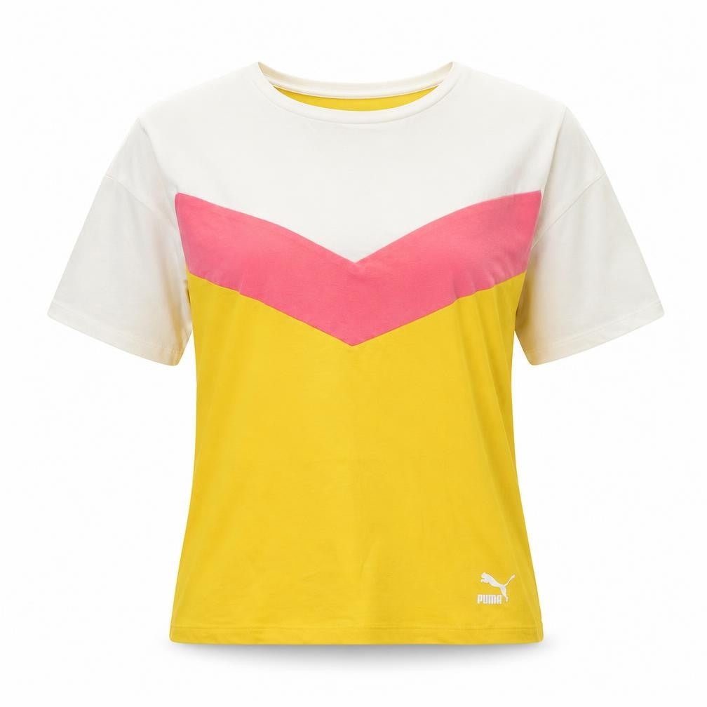 Puma Womens Colourblock T-Shirt Yellow M