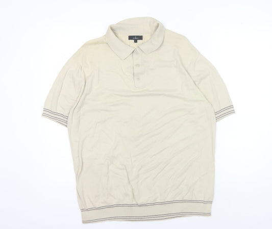 Jeff Banks Mens Beige Polo Shirt Size L Casual Cotton
