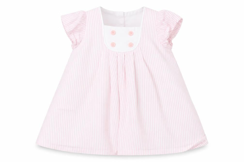 Front view of Jasper Conran girls’ pink striped a-line dress 0-3m