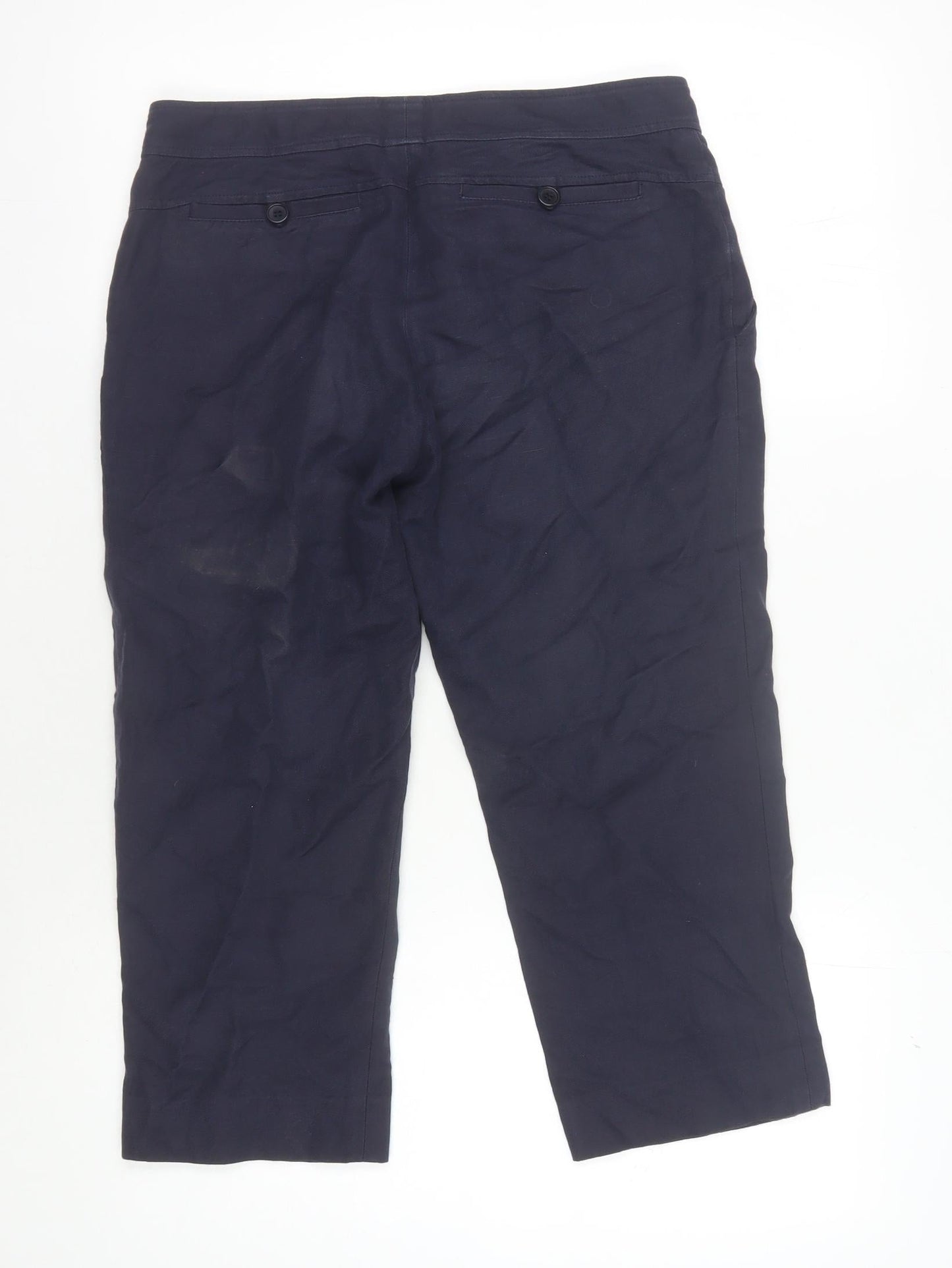 Reiss Women Blue Capri Trousers Size 10 Regular Pockets
