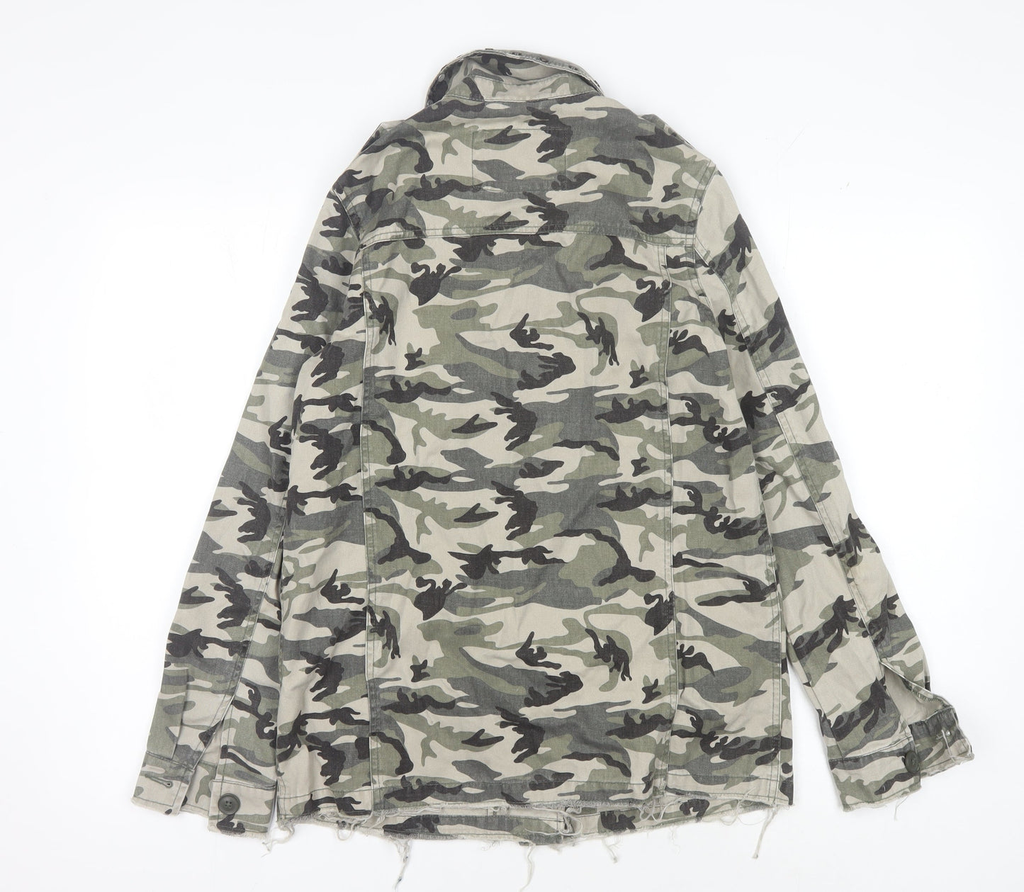 River Island Women's Green Camouflage Military Jacket, Size 8