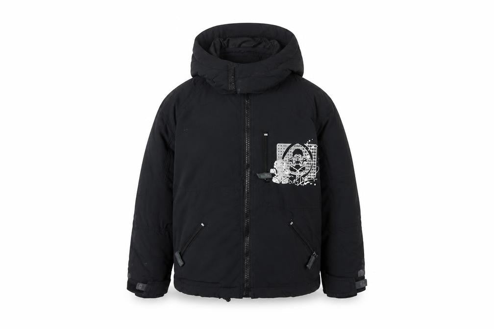 Front view of Saltrock boys’ black hooded parka jacket, age 2-3