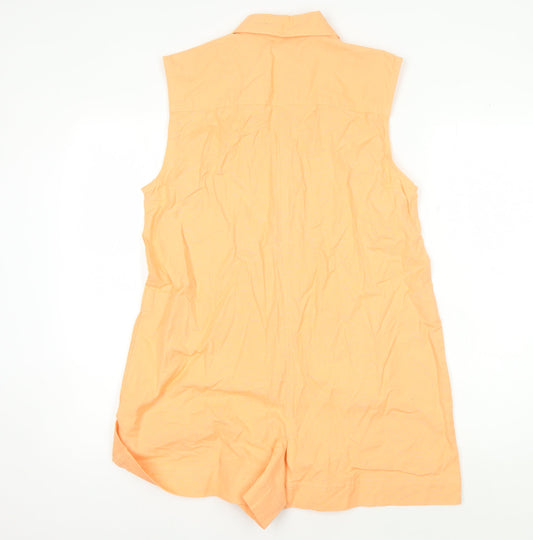 ASOS Design Women's Orange Sleeveless Collared Playsuit Size 6
