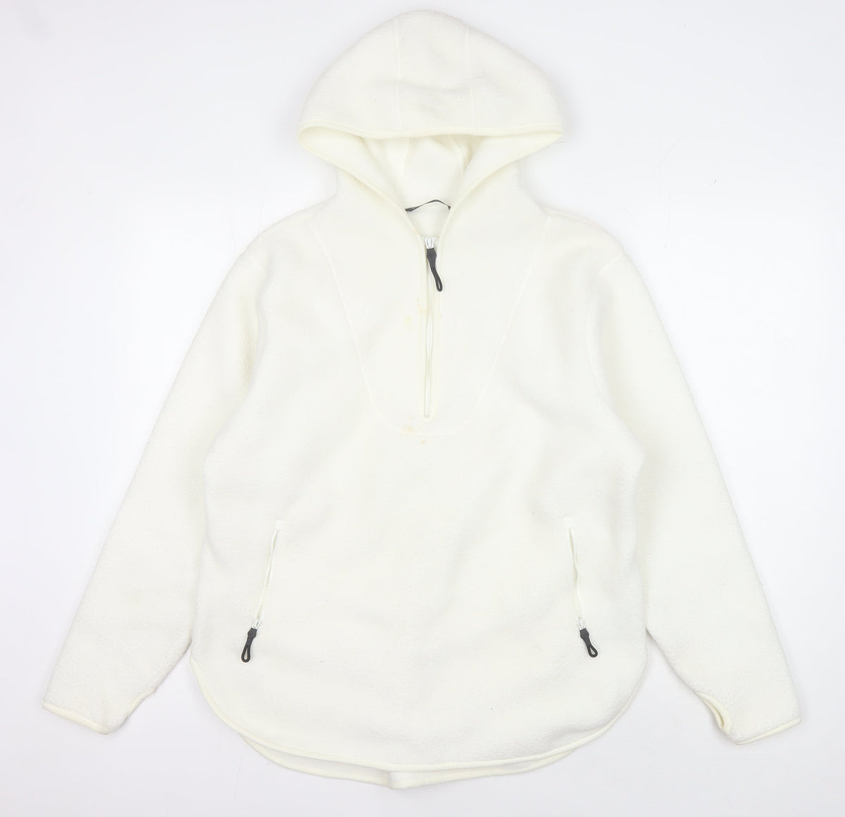 Additional front view of Dunnes Women’s Ivory Hoodie - S, Fleece Half-Zip Casual