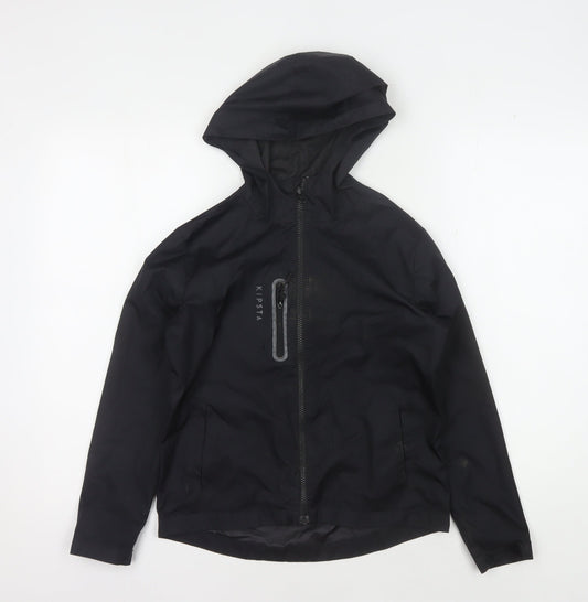 Kipsta Boys' Black Polyester Hooded Jacket, Size 10 Years