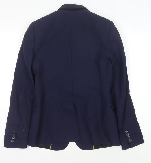Whistles Women's Blue Wool Blazer Size 10 Classic Fit