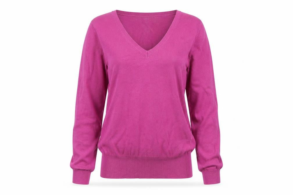 Front view of Red Herring Women's Pink V-Neck jumper -, size S