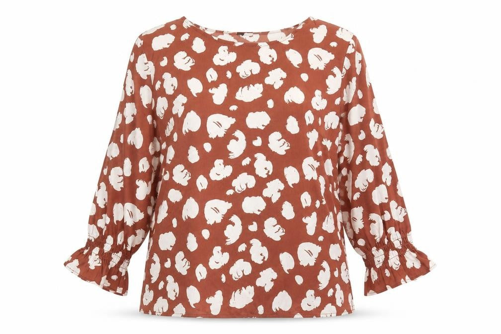 Womens UK Size L French Connection Brown Polyester Blouse