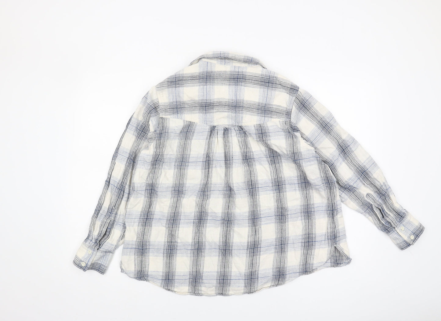 Marks and Spencer Women's Blue Plaid Button-Up Shirt