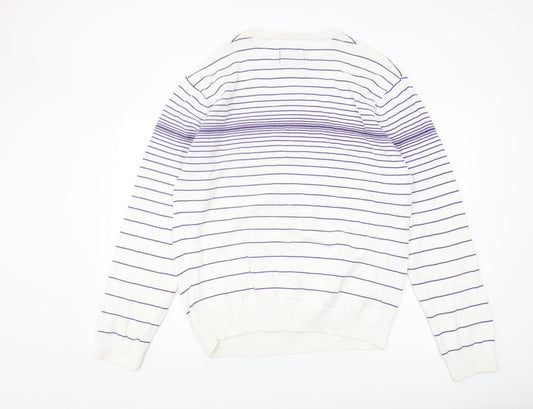 Quiksilver Men's 2XL White Striped Pullover Jumper