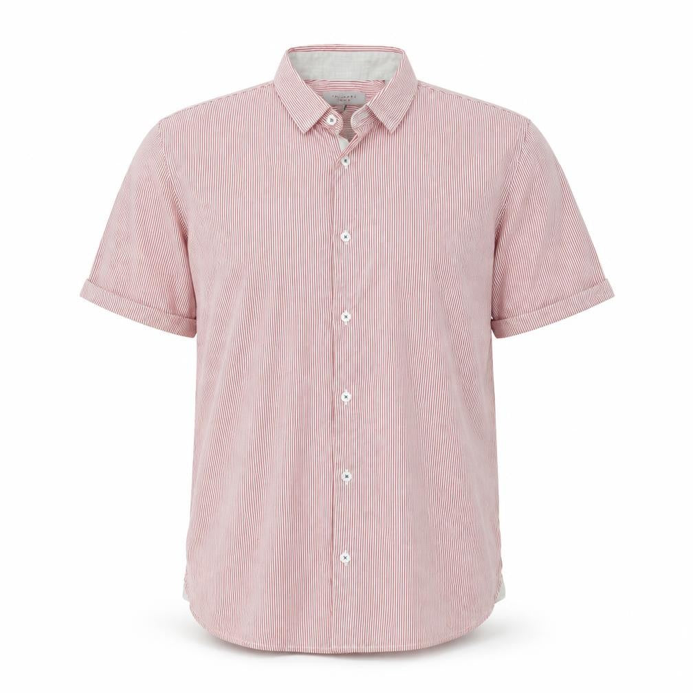 Ted Baker Men's Red Striped Shirt M - Casual Cotton Elegance