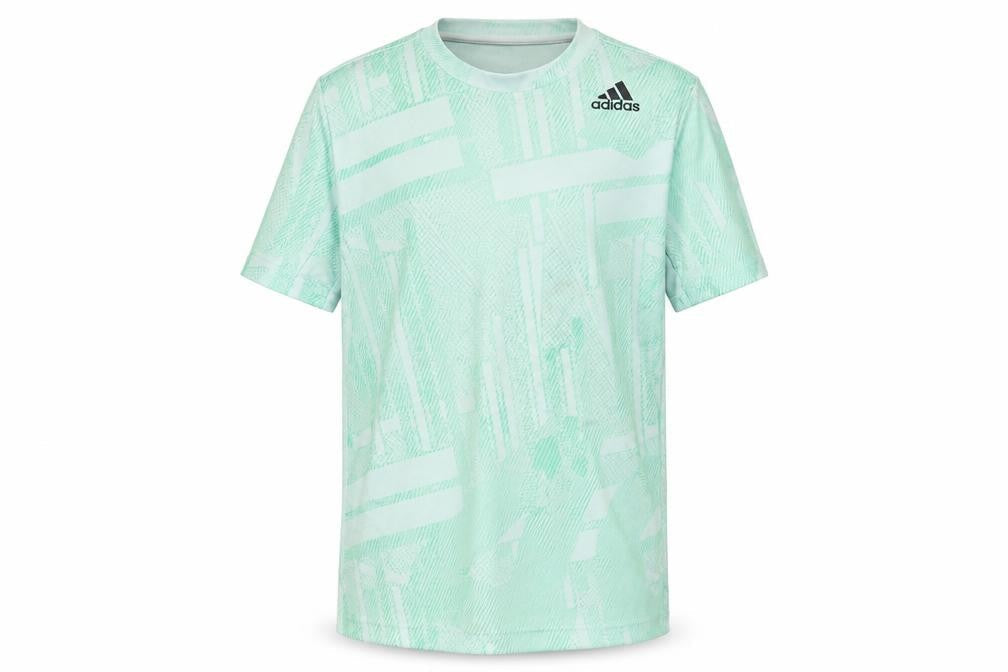 Front view of Adidas boys’ green geometric t-shirt -, size 11-12, years