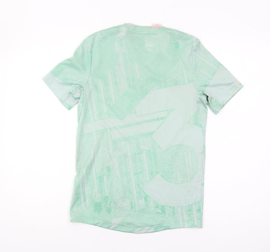 Adidas Boys Green Geometric T-Shirt - Size 11-12 Years