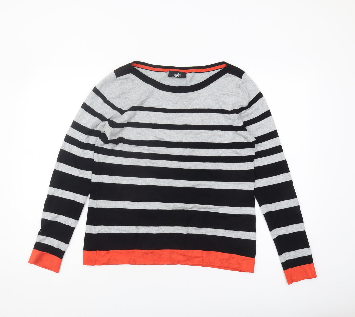 Wallis Women's Black Pullover Jumper, Size 12, Striped Design