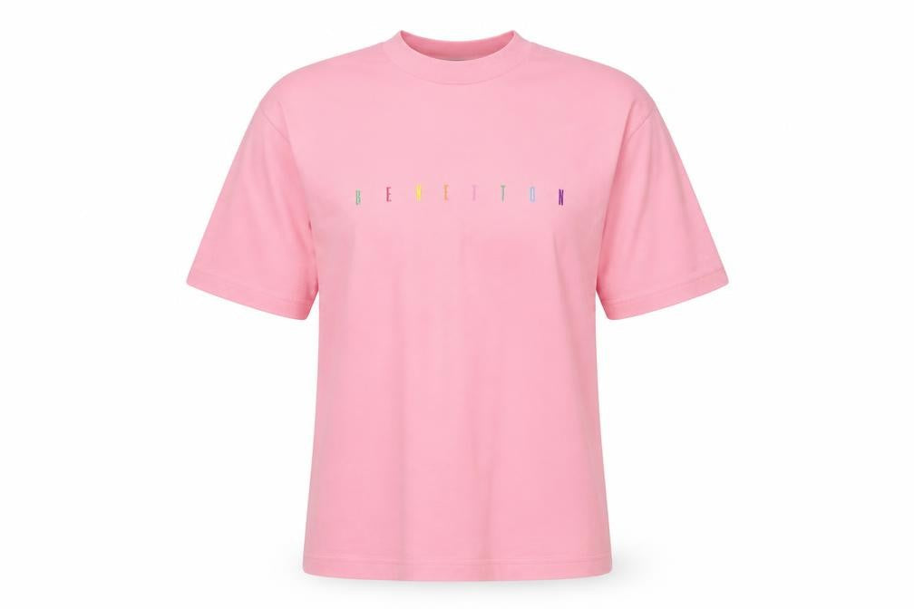 Womens UK Size S United Colors of Benetton Pink Cotton T-Shirt