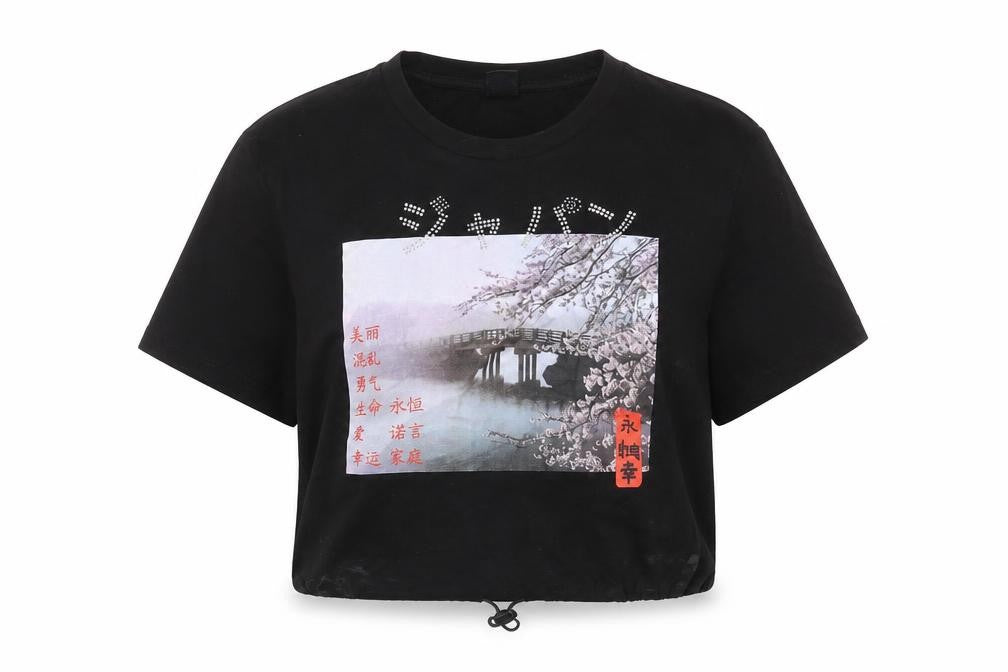 Urban Outfitters Women's Black Cropped T-Shirt M