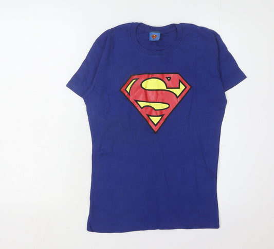 Superman Unisex Adults Blue T-Shirt L Comic Casual