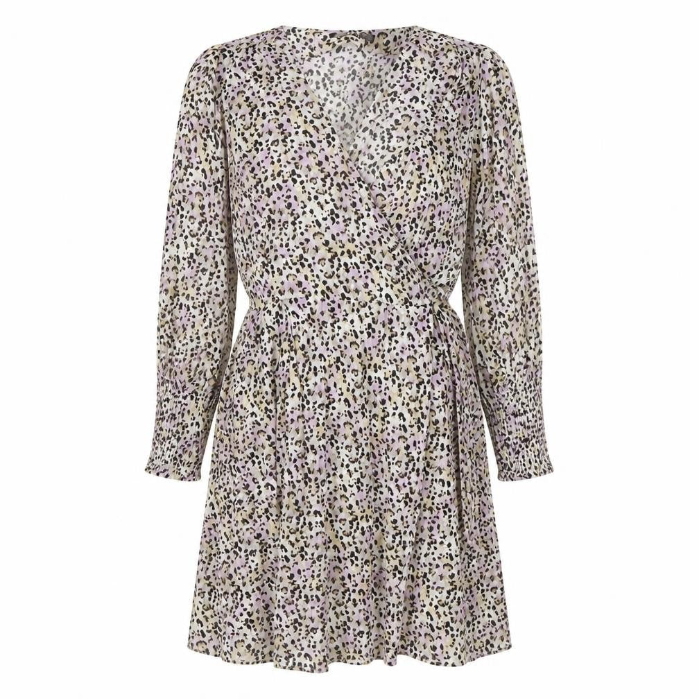 LCW Vision Women's Animal Print Wrap Dress M