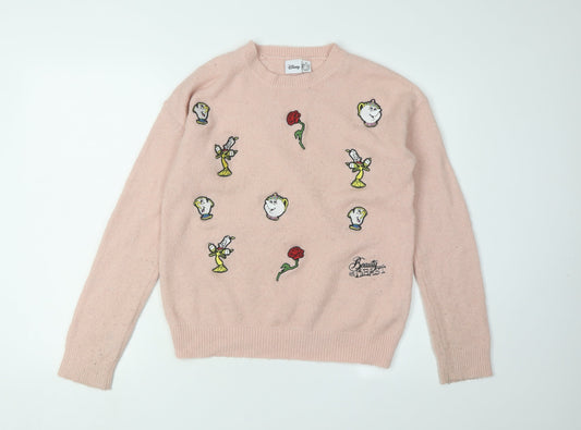 Disney Women's Pink Beauty and the Beast Pullover Jumper M