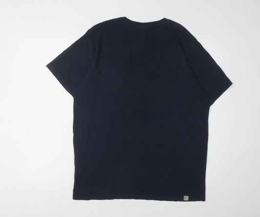 Bench Blue Cotton Unisex T-Shirt, Size L, Casual Comfort