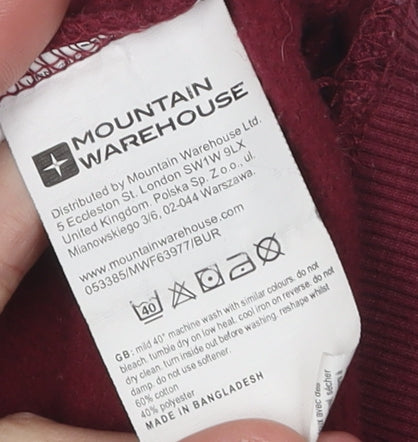 Mountain Warehouse Unisex Red Hoodie, Size 10, Nature Print